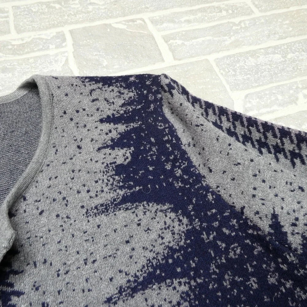 Creation‎ Sweater Womens Large Long Cardigan Gray Blue Angora Blend Pockets